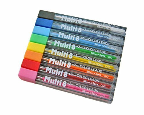 Pentel Arts 8 Colour Pencil Lead Refill (2.0mm) Assorted Colors (BCEGFKPS)