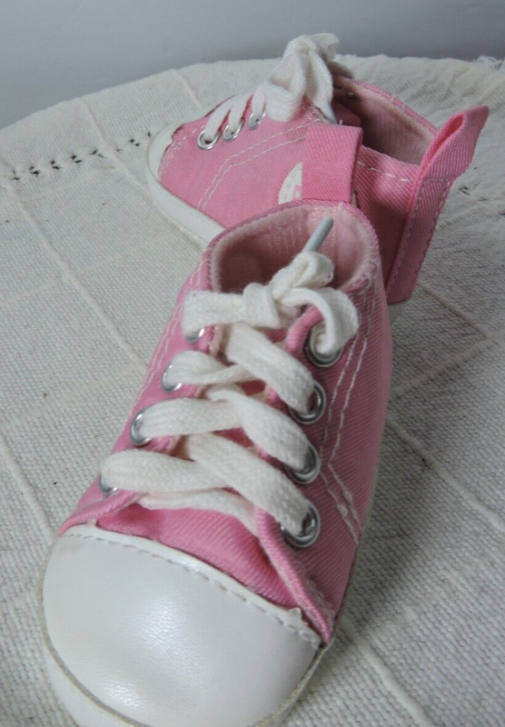 Pink Baby Shoes Look Like Canvas Shoes Says Baby On Side Size 11