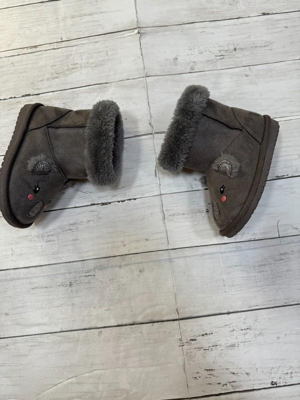 Place Girls Gray Round Toe Pull On Faux Shearling Mid Calf Soft Snow Boots Sz 7