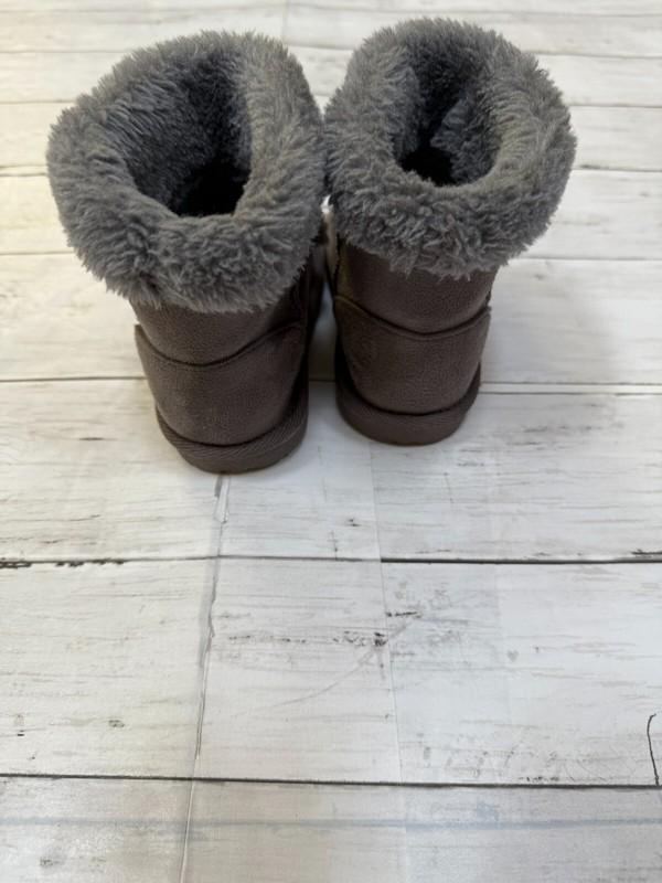 Place Girls Gray Round Toe Pull On Faux Shearling Mid Calf Soft Snow Boots Sz 7