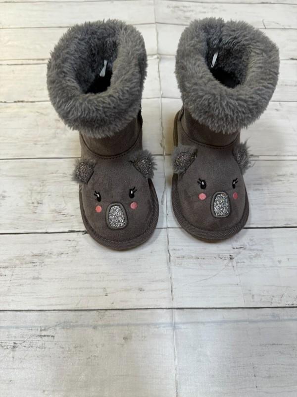 Place Girls Gray Round Toe Pull On Faux Shearling Mid Calf Soft Snow Boots Sz 7