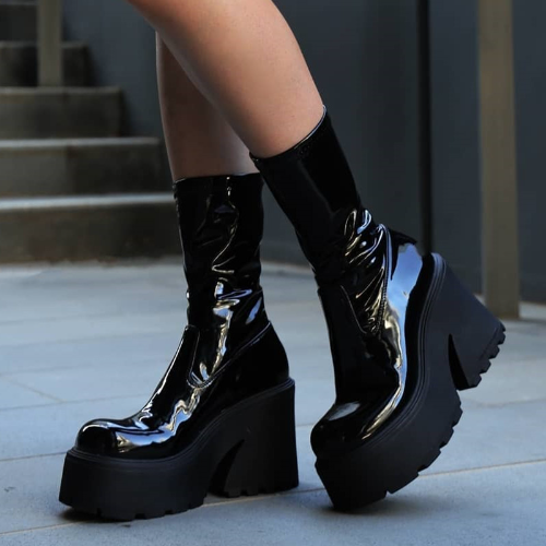 Platform Boots For Women Chunky Heel Brown Boots Fashion Girls School Shoes