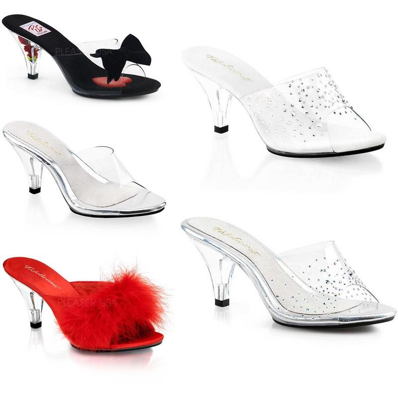 Pleaser Pin Up Couture 3" Heel 1/8" PF Slide Adult Women Shoes Slippers BELLE301