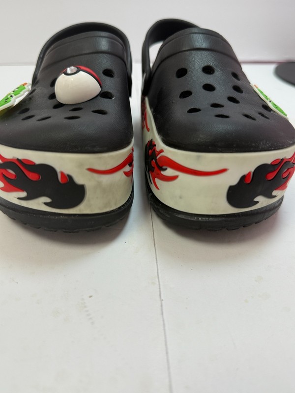 Pokémon Black Slip-On Clogs With Pokéball & Caterpie Charms Kids Size 33