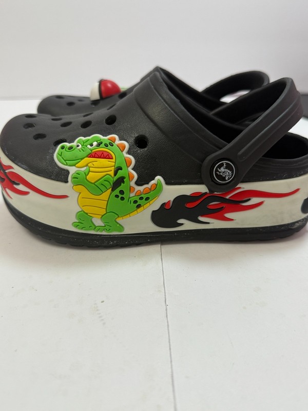 Pokémon Black Slip-On Clogs With Pokéball & Caterpie Charms Kids Size 33