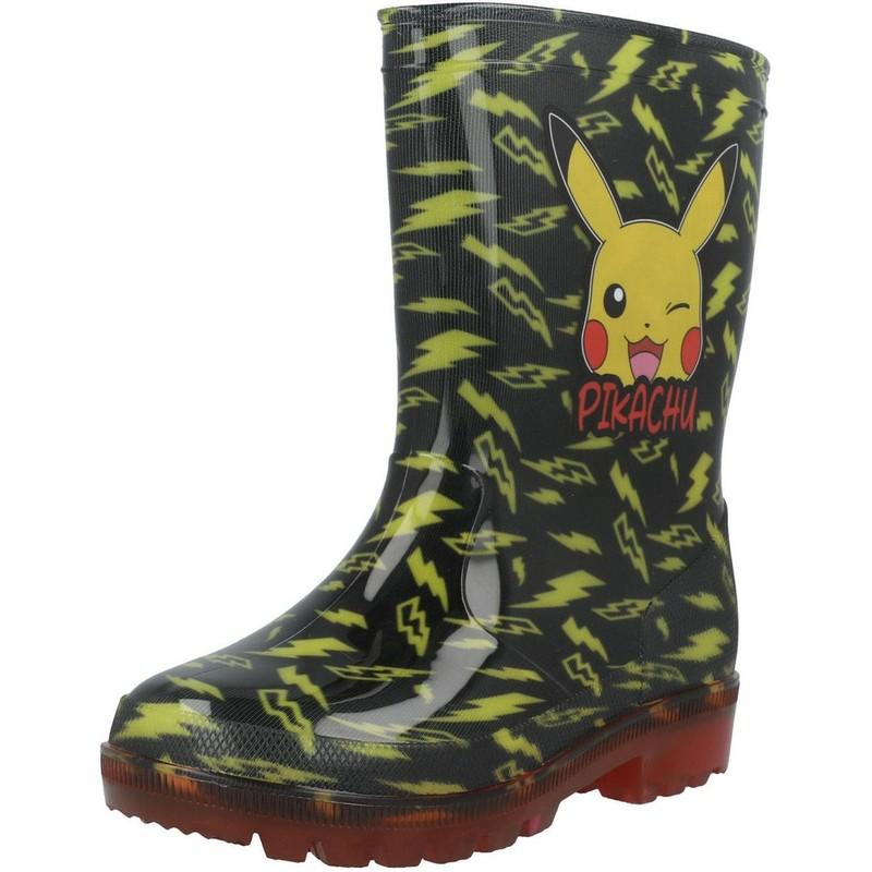 Pokémon Ezra Kids PVC Wellies Black Yellow Pikachu