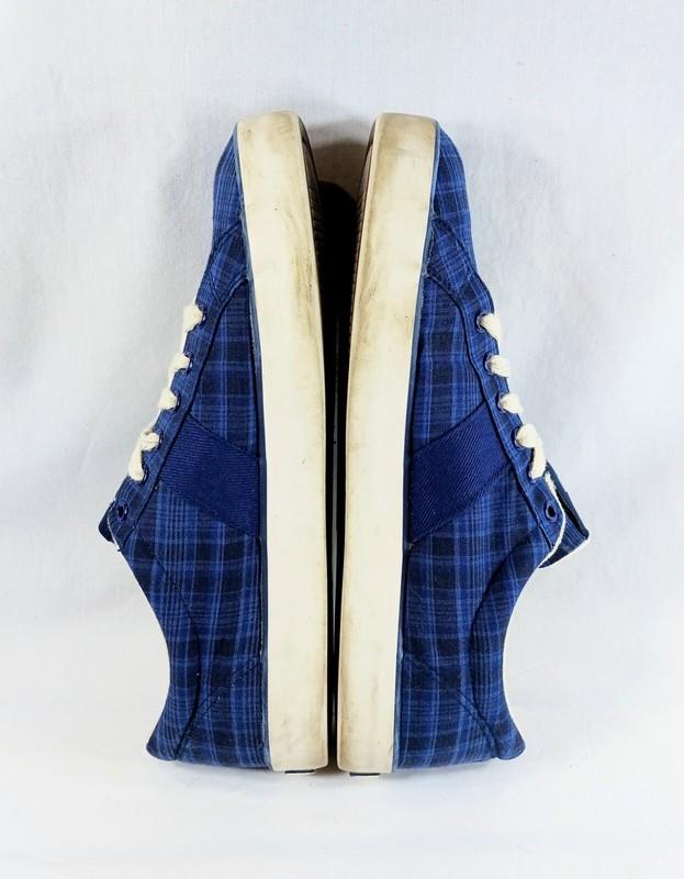 Polo Ralph Lauren Blue Plaid Lace Up Men's Sz 9.5 D Comfort Sneaker