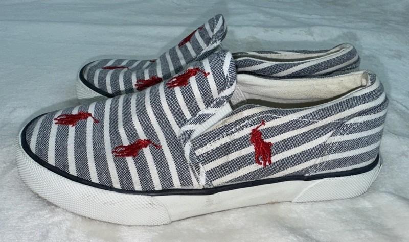 POLO RALPH LAUREN Keaton Casual Sneakers Slip On Blue All Over Pony Boys Size 12