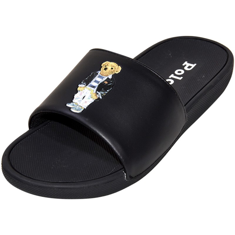 Polo Ralph Lauren Little/Big Boy's Cayson-Bear Slides Black Sandals Shoes
