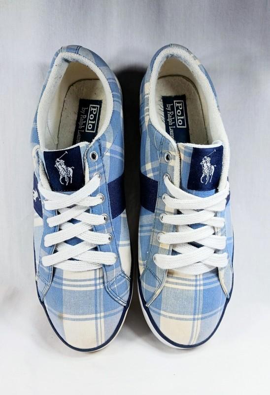 Polo Ralph Lauren Sneakers Light Blue Plaid Cotton Men’s Size 9D