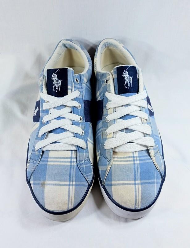 Polo Ralph Lauren Sneakers Light Blue Plaid Cotton Men’s Size 9D