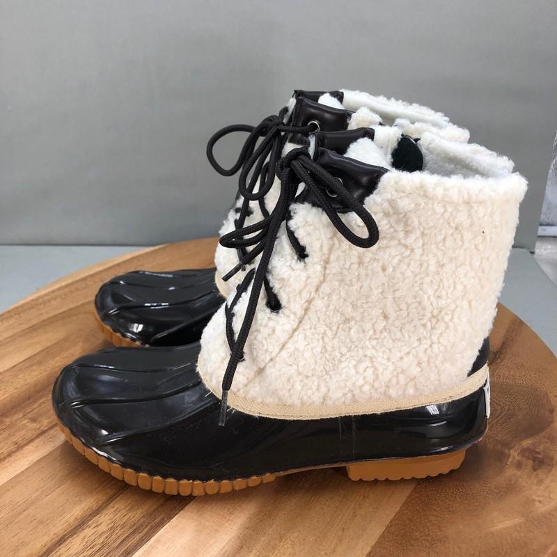 Portland Boot Company Duck Boots Womens 6 Faux Fur Lined Winter White Black