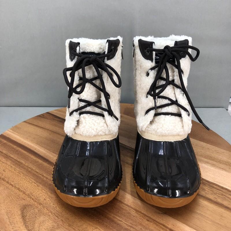 Portland Boot Company Duck Boots Womens 6 Faux Fur Lined Winter White Black