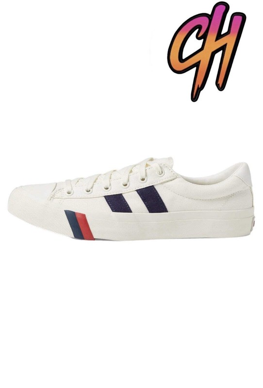 Pro-Keds Royal Plus Lace Up White Navy Canvas Shoes Sneaker