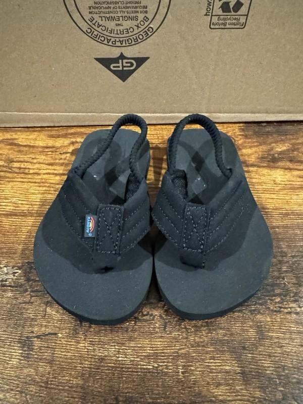 Rainbow Toddler Sandals Size Baby 7-8 Black Flip Flops Thong Shoes Summer Beach