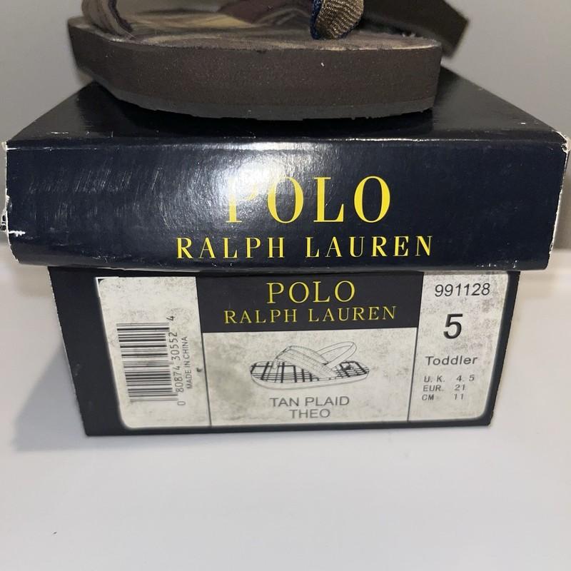 Ralph Lauren Tan Plaid Toddler Sandals Size 5