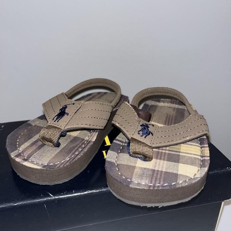 Ralph Lauren Tan Plaid Toddler Sandals Size 5