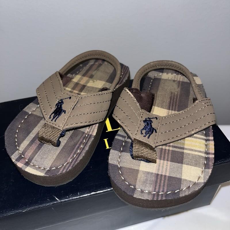 Ralph Lauren Tan Plaid Toddler Sandals Size 5