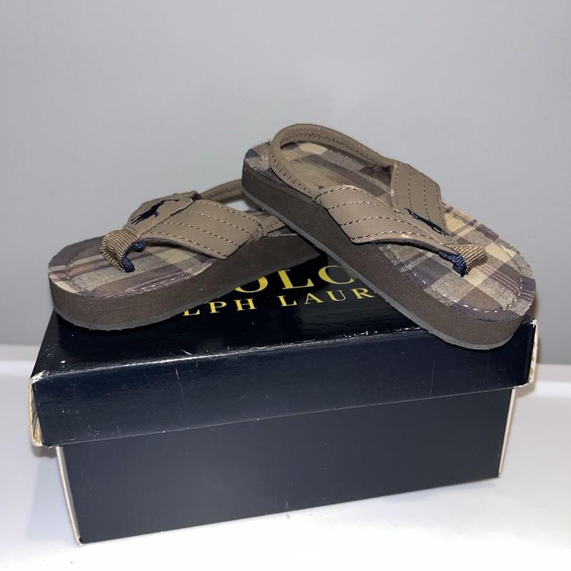 Ralph Lauren Tan Plaid Toddler Sandals size 5