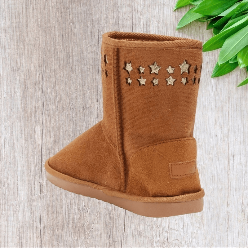 Rampage Microsuede Star Stud Faux Fur Lined Boot In Cognac 3M