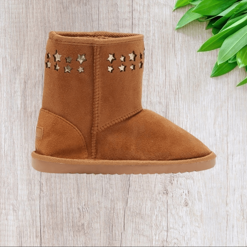 Rampage Microsuede Star Stud Faux Fur Lined Boot In Cognac 3M