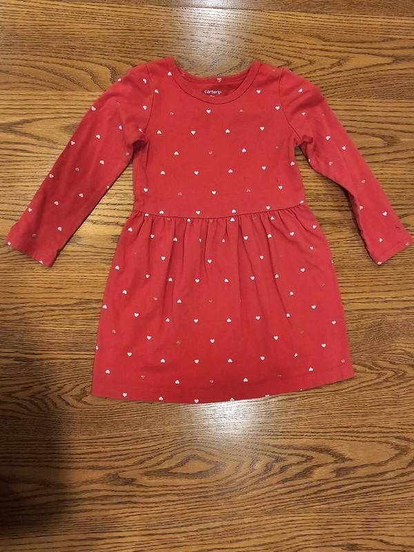 Red Heart Carter's Dress 3t With A Couple Small Marker Stains