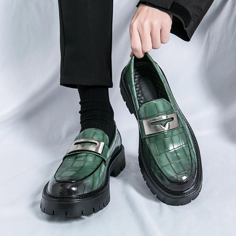 Reduce Friction Enhancing Overall Wearing Comfort Men Green Formal Shoes