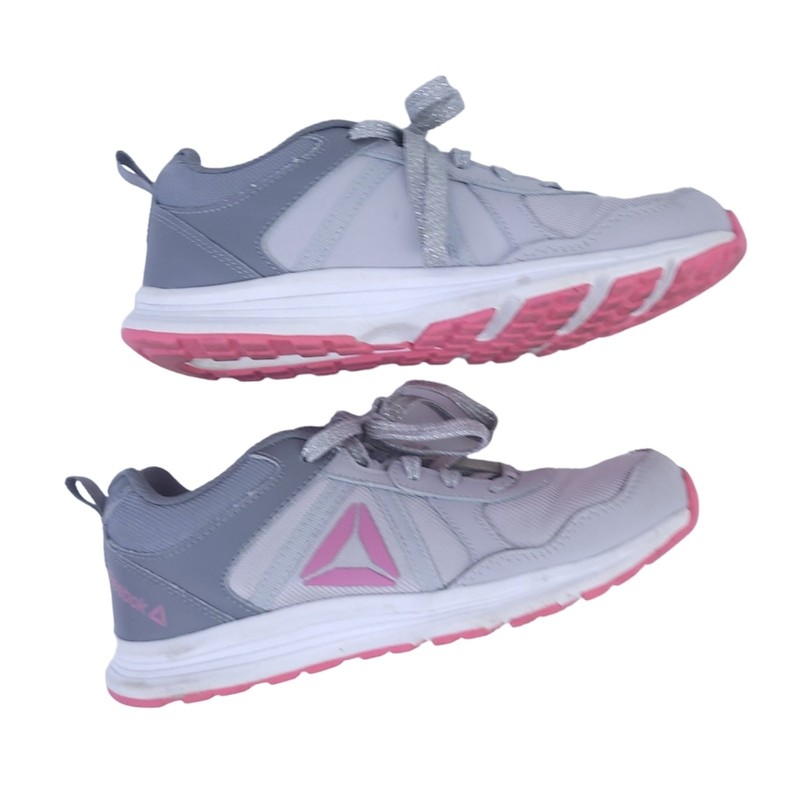 Reebok Athletic Snoes Sneakers Girls Size 4.5 Gray Pink Lace Up Tennis Shoes