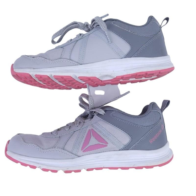 Reebok Athletic Snoes Sneakers Girls Size 4.5 Gray Pink Lace Up Tennis Shoes