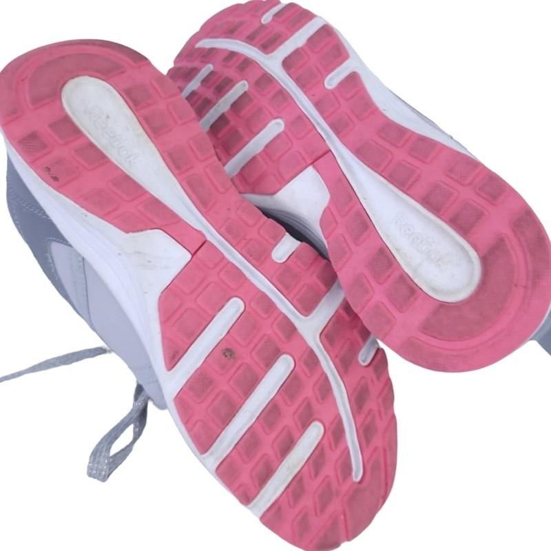 Reebok Athletic Snoes Sneakers Girls Size 4.5 Gray Pink Lace Up Tennis Shoes