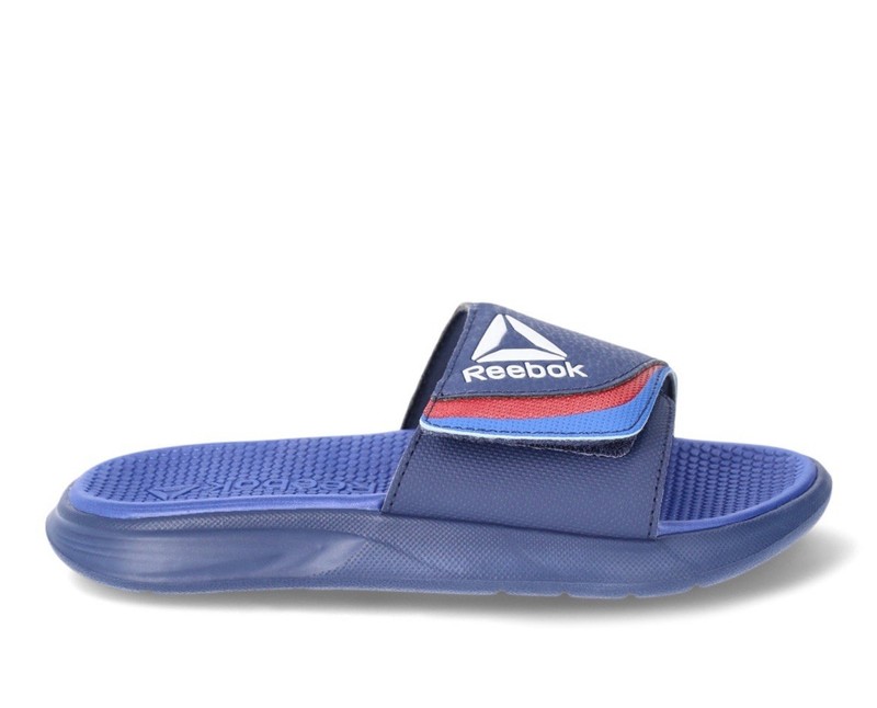 REEBOK Boys Size 5 Delta Flow EVA Slide Sandals Memory Foam Adjustable • Blue