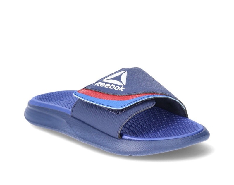 REEBOK Boys Size 5 Delta Flow EVA Slide Sandals Memory Foam Adjustable • Blue