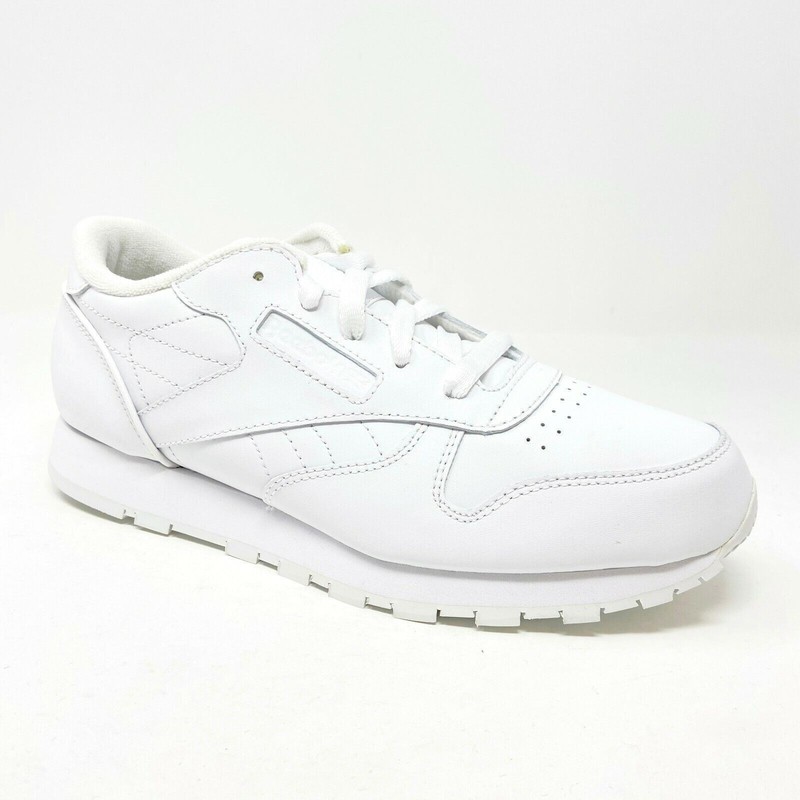 Reebok Classic Leather Triple White Grade School Kids Running Shoes J90139