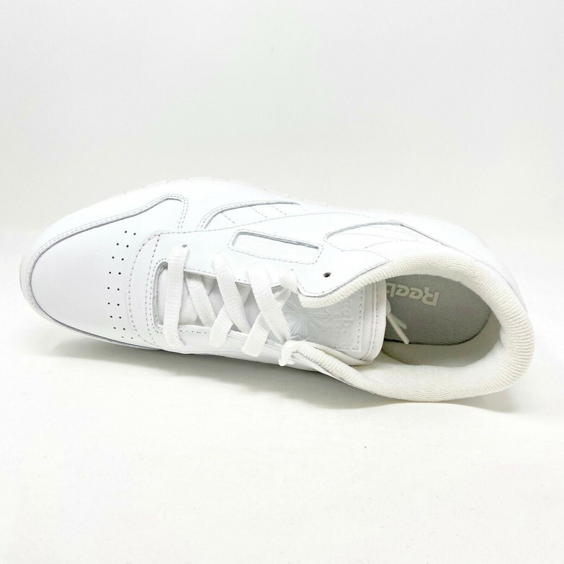 Reebok Classic Leather Triple White Grade School Kids Running Shoes J90139