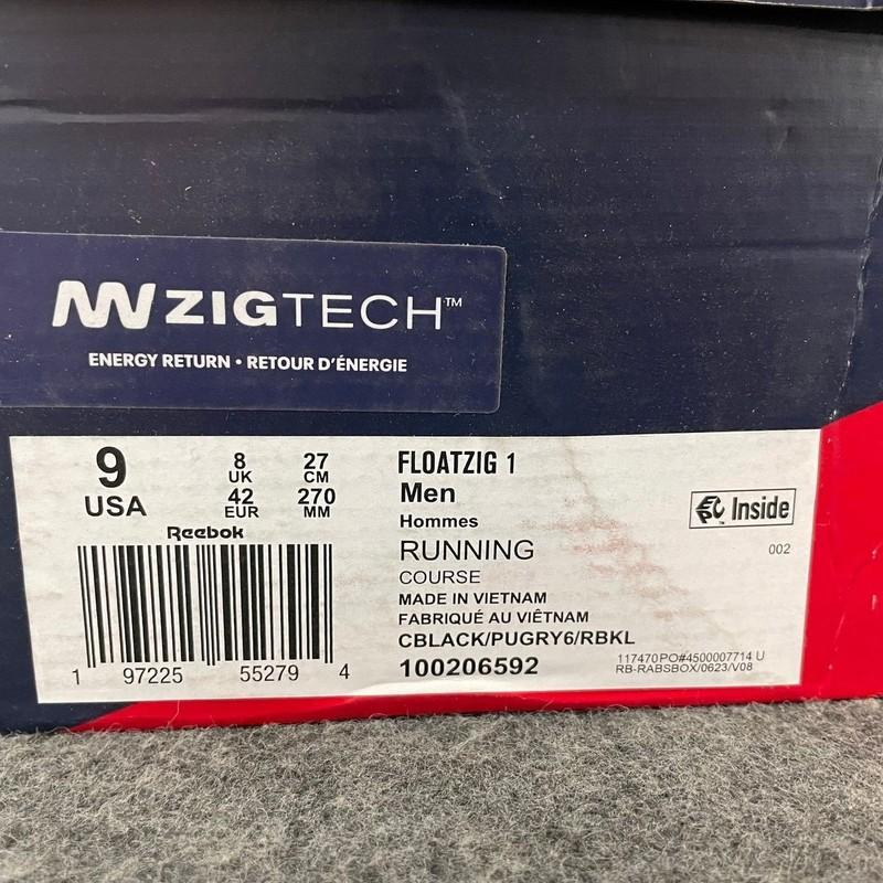 REEBOK FloatZig 1 Running Shoes Men's Size US 9 Black/Pure Grey