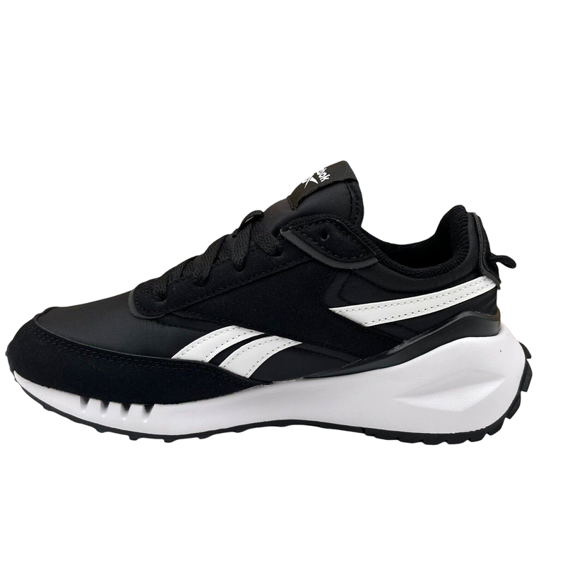 Reebok Forte Racer Youth Boys Girls Suede-Nylon Sneaker Size 2 Black/White Shoes