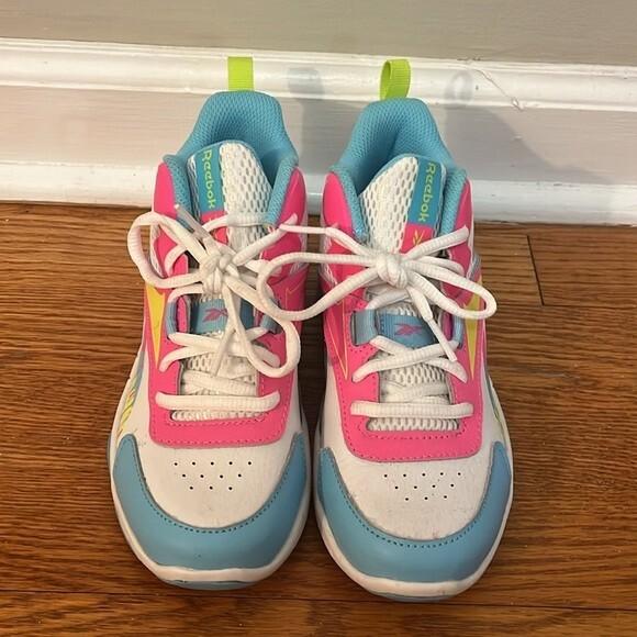 Reebok Girls White And Neon Sneakers Size 1