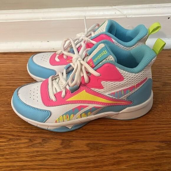 Reebok Girls White And Neon Sneakers Size 1