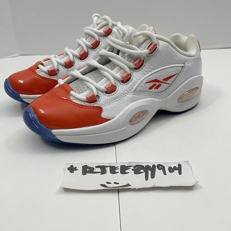 Reebok Question Jr. FY2344 White & Orange Sneakers Size 5 With Box