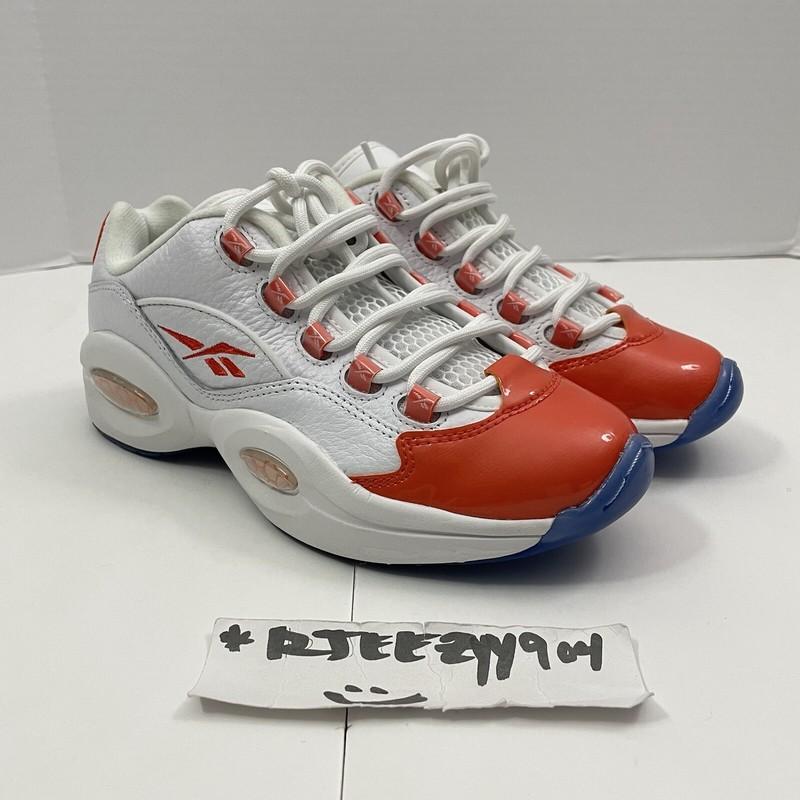 Reebok Question Jr. FY2344 White & Orange Sneakers Size 5 With Box
