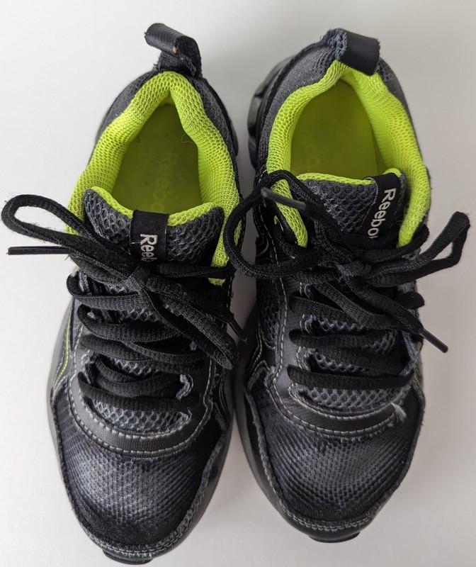 Reebok ZigTech Boys Youth Shoes Size 12.5 Black Gray Neon Green Running Sneakers