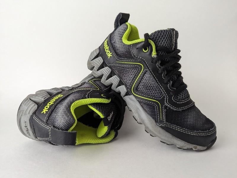 Reebok ZigTech Boys Youth Shoes Size 12.5 Black Gray Neon Green Running Sneakers