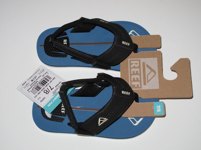 Reef Infant Toddler 7/8 Little Shapers Flip Flops Sandals Boys Black Blue