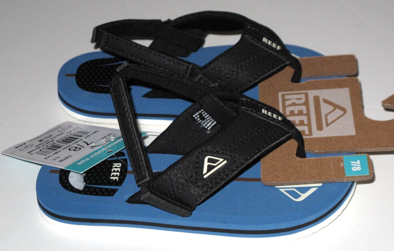 Reef Infant Toddler 7/8 Little Shapers Flip Flops Sandals Boys Black Blue