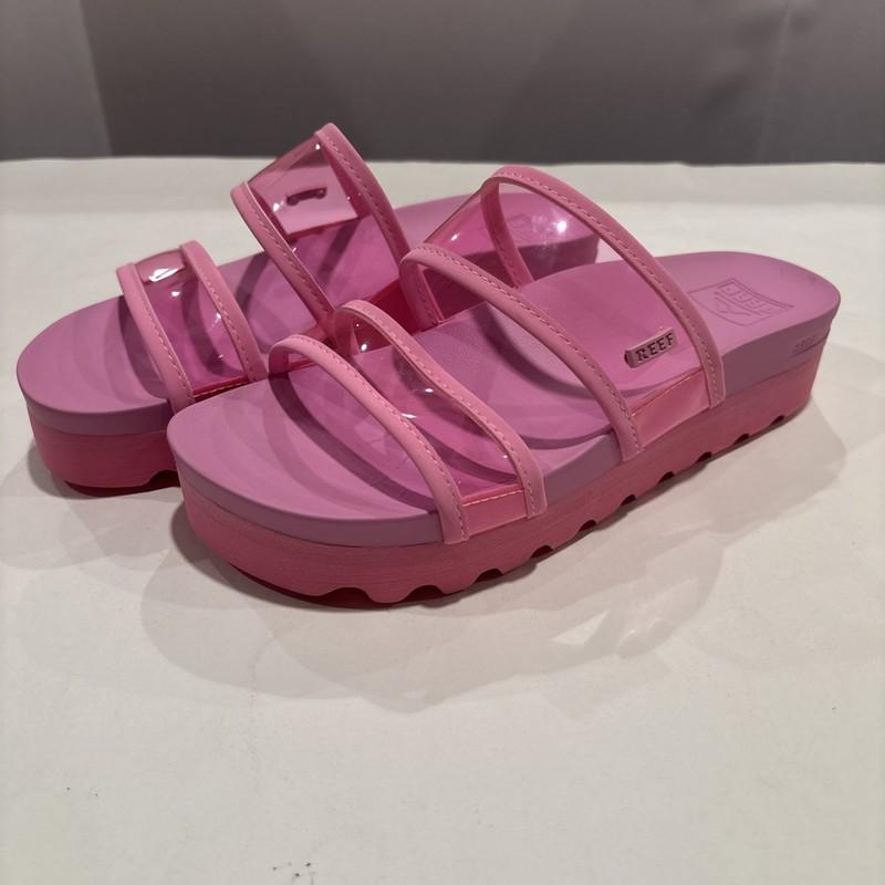 Reef Womens Vista Hi Energy Light Neon Pink Size 9.5 Slides Platform Water