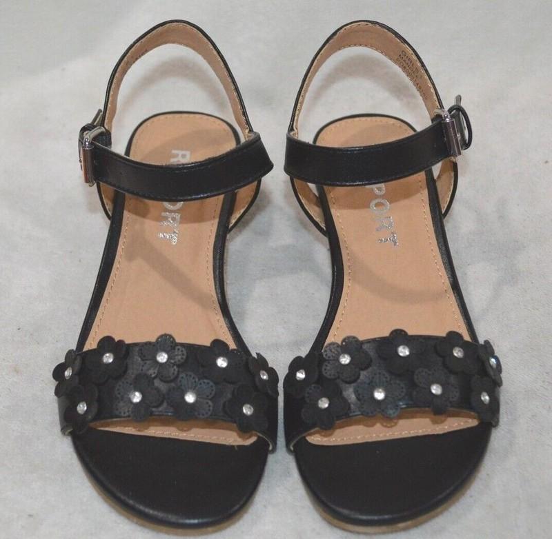Report Girl's Mandee Floral Embellished Black Wedge Sandals - Sizes 13/1/2 NWB