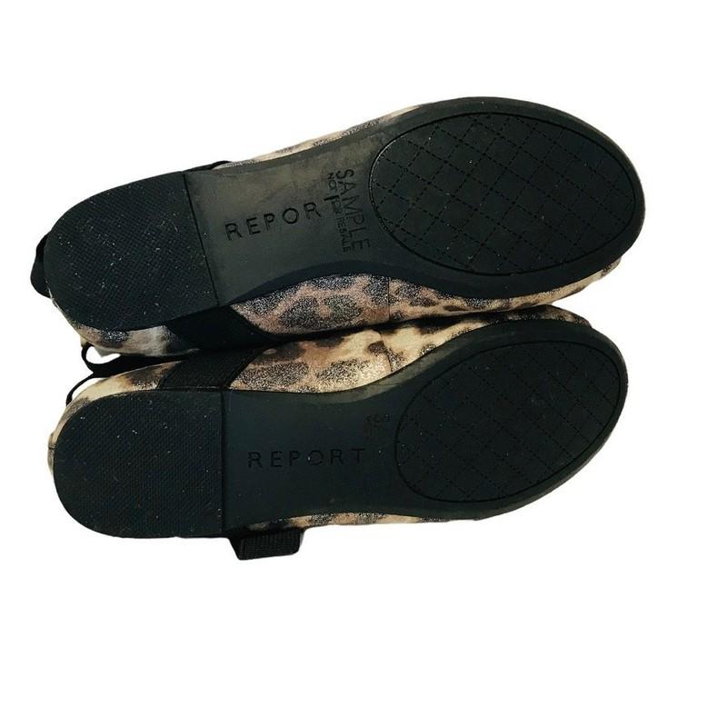 Report Girls Animal Print Ankle Elastic Wrap Strap Flats Size 12 NWOT