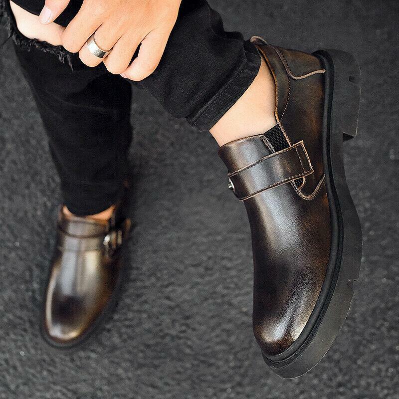 Retro Mens Leather Round Toe Shoes Leisure Business Casual Work Formal Oxfords