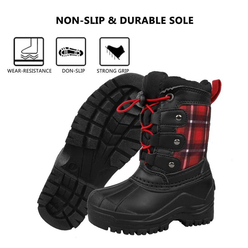 Riemot Boys Girls Winter Snow Boots Outdoor Warm Lined Ski Boot Christmas Gift