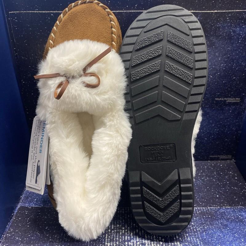 RockDove Women's Trapper Moc Memory Foam Slipper - Chestnut Size 8-9